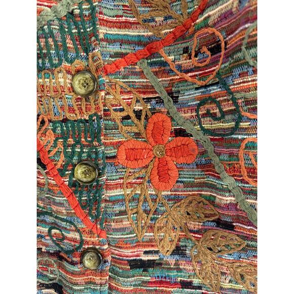 Coldwater Creek Tweed Boho Confetti Embroidered Floral Lined Jacket Blazer PM - Picture 3 of 8